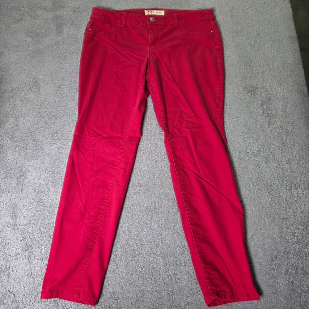 L.E.I. Junior 17 Ashley Lowrise Skinny Pants Red Cotton Blend Stretch Casual